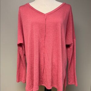 Femme by Tresics Pink V-Neck Long Sleeve Top L EUC